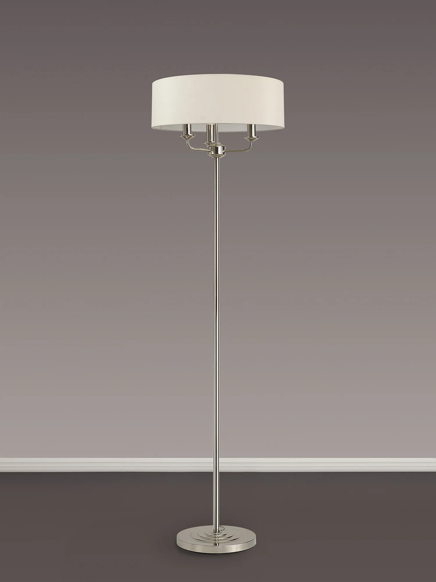 Banyan 45cm 3 Light Floor Lamp Polished Nickel, Nude Beige DK0885  Deco Banyan PN NU